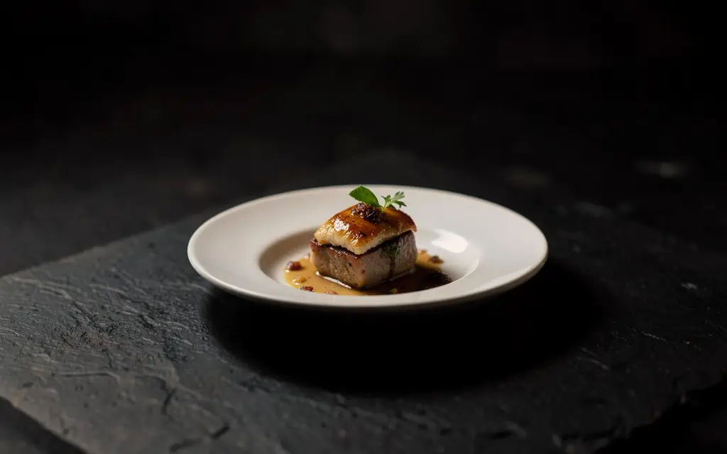 The Concept Foods restaurant website concept, showing a plated signature dish in a dark, editorial hero photograph